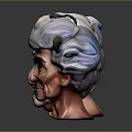 Elderly Woman Head Models With White Hair Various Expressions On Black Background