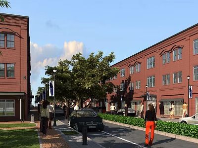 European commercial street 3d model