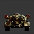 Modern Military Tank With Camouflage Paint Dual Cannons Antennas And Tracks