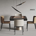 molteni modern mahjong table and chair chandelier 3d model