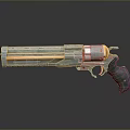 Futuristic Revolver Weapon With Metallic Barrel Vents Black Grip And Sturdy Design