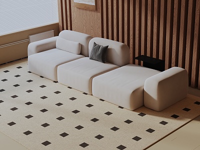 Modern three-seat sofa 3d model