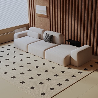 Modern three-seat sofa 3d model