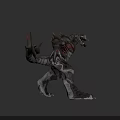 Fierce Fantasy Monster Creature With Sharp Teeth Glowing Eyes Spiked Back And Red Scaly Skin