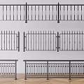 Black Metal Railings With Various Modern Designs Including Vertical Bars And Decorative Patterns 3d model