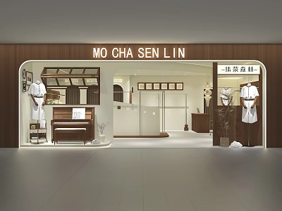 Elegant Boutique Clothing Store With Display Mannequins Window Showcase And Stylish Interior Decor 3d model