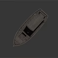 Wooden Boat With Small House Structure And White Bucket On Deck
