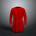 Red Robe Back View With Long Sleeves Waist Tie And Pink Cuffs