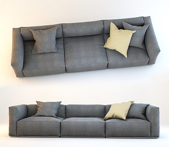 Modern three-seat sofa multiplayer sofa 3d model