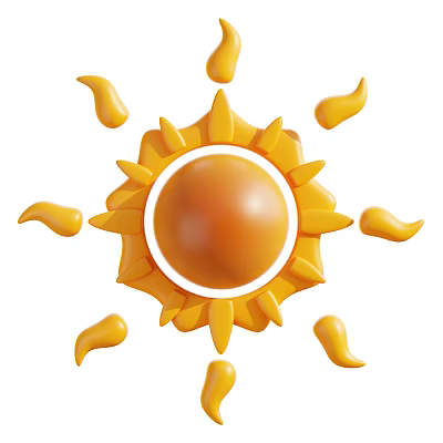 Sun Shaped Decorative Ornament Set with Orange Central Sphere and Yellow Radiant Accents 3d model