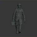 3D Model of Construction Worker in Hard Hat Carrying Toolbox While Walking 3d model