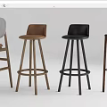 Modern Bar Stools With Various Designs Wooden Frames And Different Colors 3d model