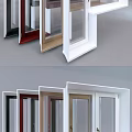 Modern Casement Window Designs With Various Metal Handles And White Frames 3d model