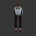 Bioinspired Robot Character With Spherical White Head And Red Mechanical Legs Design