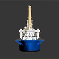 Blue Crane Ship Model With Large Yellow Crane Long Arm And Blue Hull Design