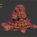 Artistic Golden Turtle Sculpture With Intricate Carved Patterns And Decorative Elements