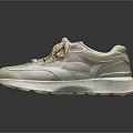 Beige Casual Sports Shoes With Retro Style Mesh Upper And Rubber Sole