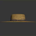 Wide Brimmed Straw Hat With Blue Ribbon Bow For Summer Daily Fashion Use