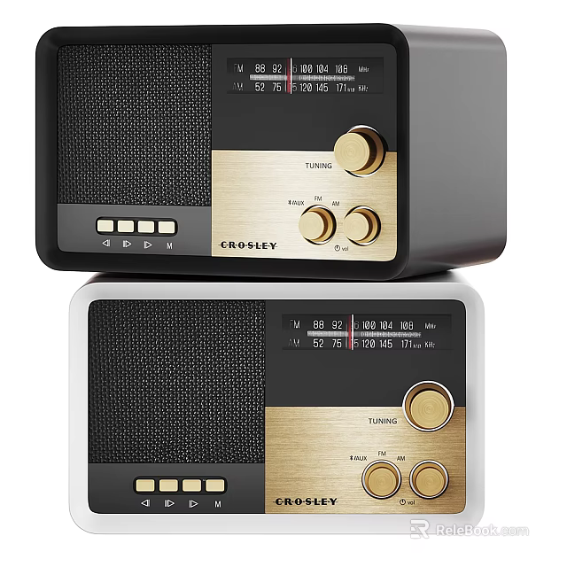 Headphone Speaker Retro Design With Gold Black Color And Knob Control Features 3d model 