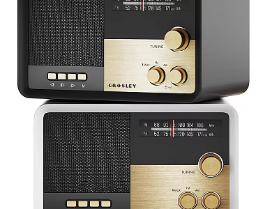 Headphone Speaker Retro Design With Gold Black Color And Knob Control Features 3d model