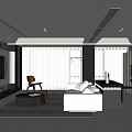 Modern Living Room Interior With White Sofa Coffee Table TV Wall And Large Windows