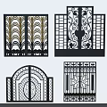 Ornate Entrance Doors With Intricate Wrought Iron Patterns And Arched Decorative Frames