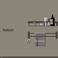 Poliform Modern Wall Mounted Bathroom Shelf With Toiletries And Towel Storage