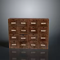 Vintage Wooden Drawer Cabinet With Multiple Labeled Compartments And Classic Design