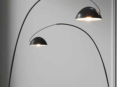 Black Arched Modern Floor Lamp With Double Shades And Metal Stand For Interior Decor 3d model