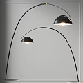 Black Arched Modern Floor Lamp With Double Shades And Metal Stand For Interior Decor