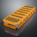 Multiple Orange Weapon Ammunition Cases With Metal Stripes And Rectangular Design 3d model