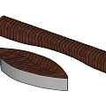 Unique Wooden Leaf Shaped And Striped Curved Stools With Wood Grain Pattern And White Base