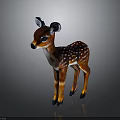 Realistic 3D Spotted Fawn Character With Brown Body Black Hooves And Large Ears