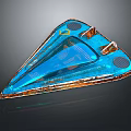 Blue Transparent Triangle Decorative Object With Orange Edges And Geometric Details 3d model