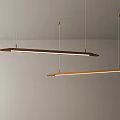 Long Rectangular Wooden Pendant Lights With White Light Strips Hanging From Light Colored Ceiling 3d model