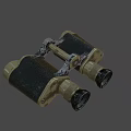 Vintage Military Weapon Binoculars With Leather Grip And Brass Components Design