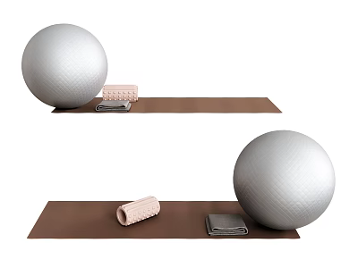 Home Fitness Setup With Yoga Mat Exercise Ball Block And Foam Roller 3d model