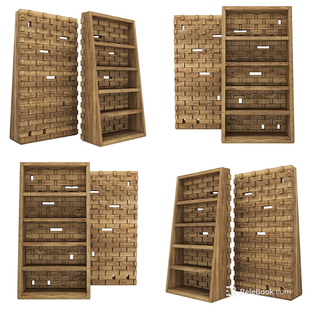 Wooden Display Shelves With Open Design And Multiple Layers For Retail Product 3d model 