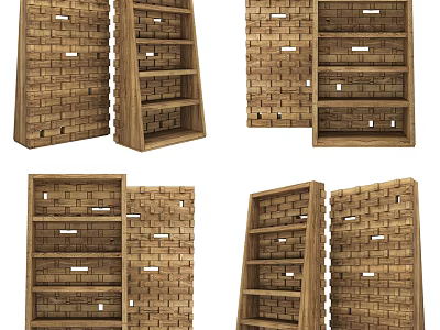 Wooden Display Shelves With Open Design And Multiple Layers For Retail Product 3d model