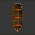 Traditional Wooden Boat With Oars And Wooden Seats For Water Transport