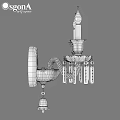 Elegant Crystal Wall Sconce With Candle Shaped Bulbs Ornate Decorations And Hanging Tassels