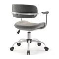 Modern Office Desk And Chair Set With Adjustable Grey Fabric Seat And Metal Frame