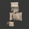 Stacked Daily Living Sacks Made Of Natural Material With Open Pouch Showing Grain