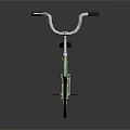Green Bicycle With Black Seat Silver Handlebars And White Spoke Wheels On Gray Reflective Surface
