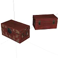 Two Vintage Red Wooden Boxes With Ornate Patterns And Smooth Surface 3d model
