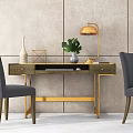 Modern Desk and Chair Table and Chair Desk Combination 3d model