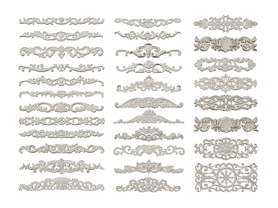 European-style Carved French Carved Hornflower Combination 3d model