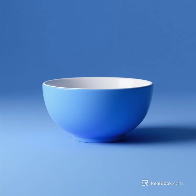 Blue Dinnerware Set With White Interior On Blue Background 3d model 
