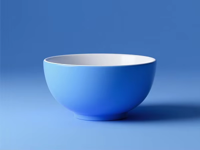 Blue Dinnerware Set With White Interior On Blue Background 3d model