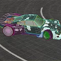 Futuristic Black And White Racing Car With Aerodynamic Design On Track